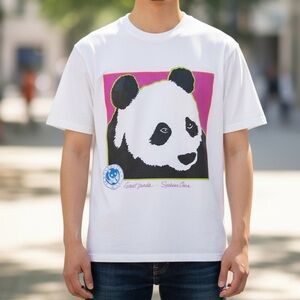 Vintage 90’s GIANT PANDA China WWF Endangered Graphic Tee T-Shirt Sz L
